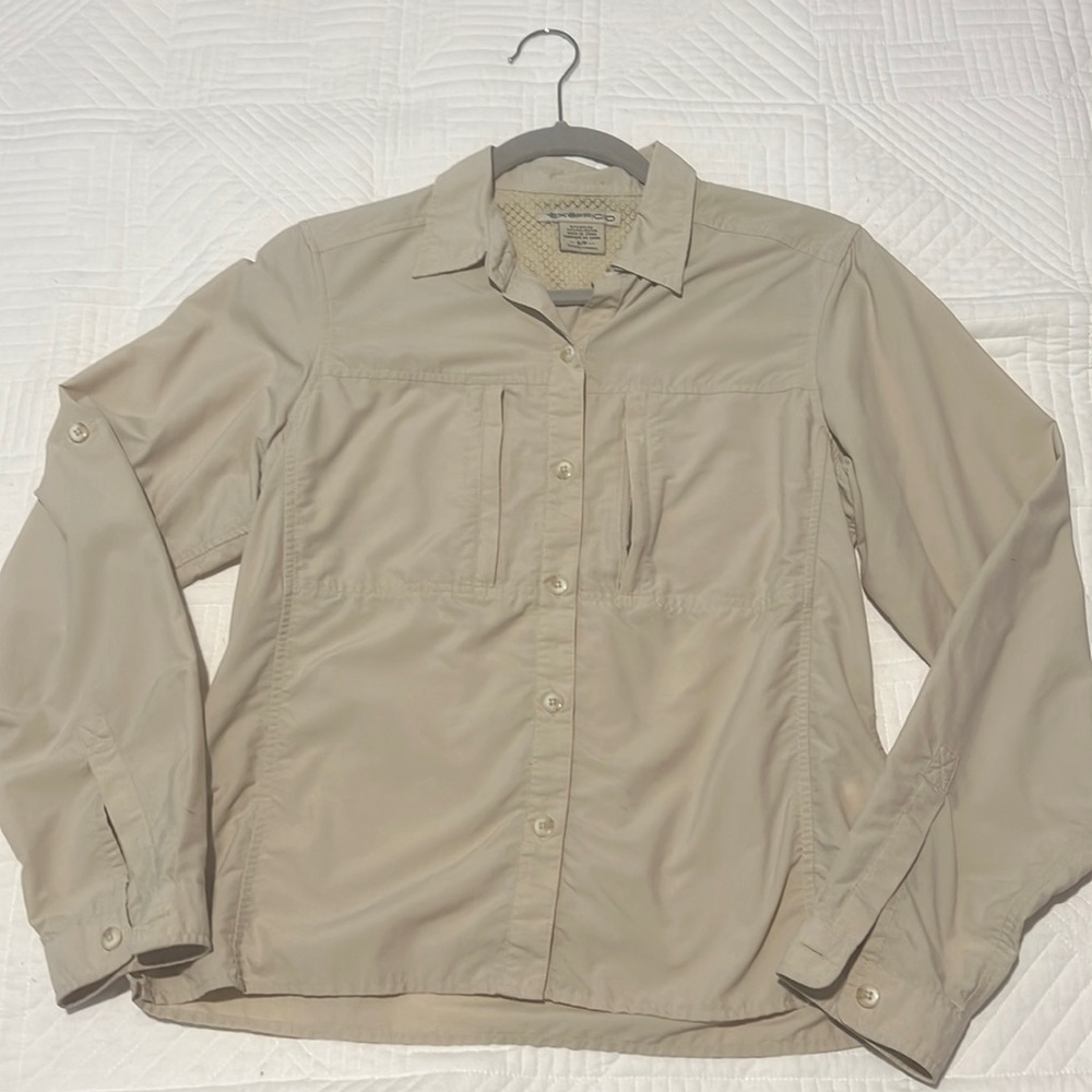 Exofficio khaki women’s hiking/safari shirt S, EUC